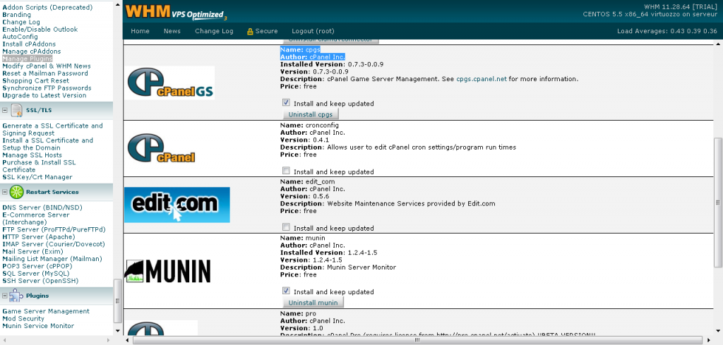 Un serveur de jeux sous Cpanel avec Game Server Management ...